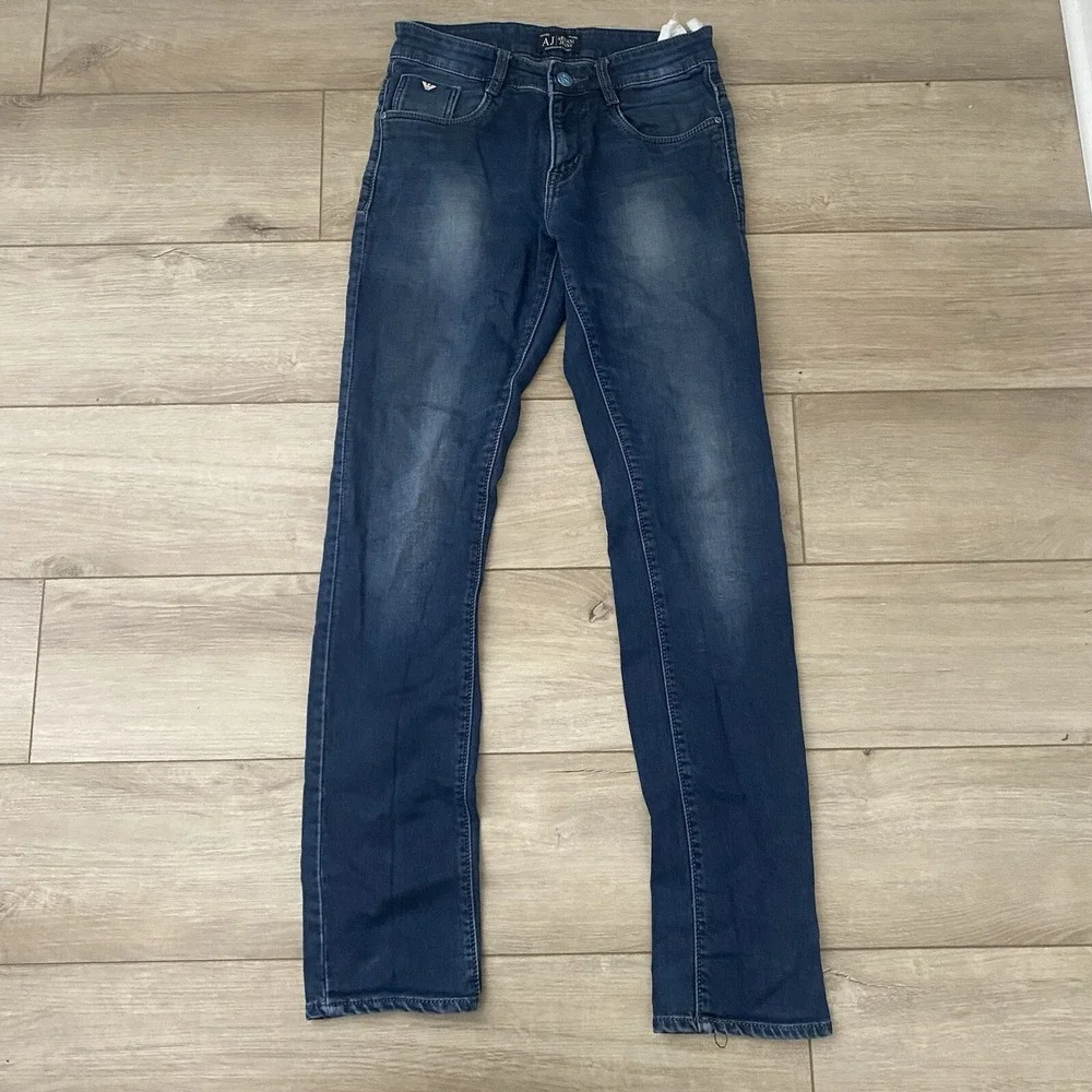 Armani‎ Jeans Womens Black Tag Size Mid Rise Denim Jeans Embellished Pockets